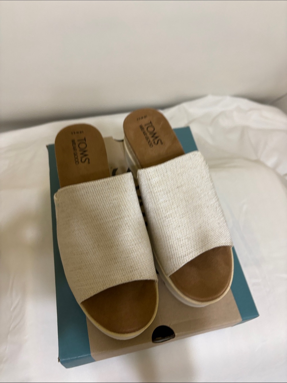 TOMS Cream Fabric Slide Mules